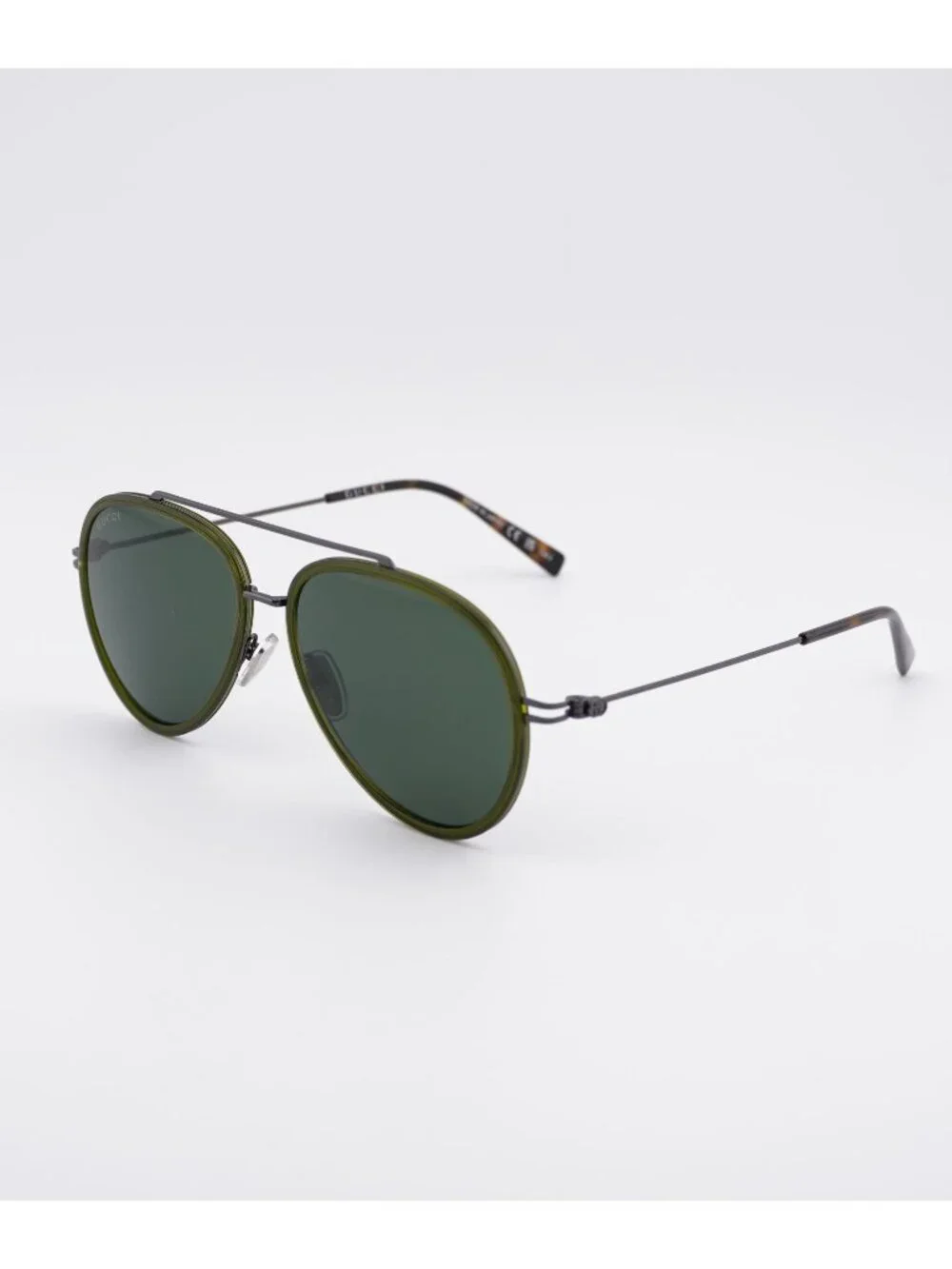 Gucci GG1981S 004 Sunglasses Green/Grey Aviator Frame, Green Lenses